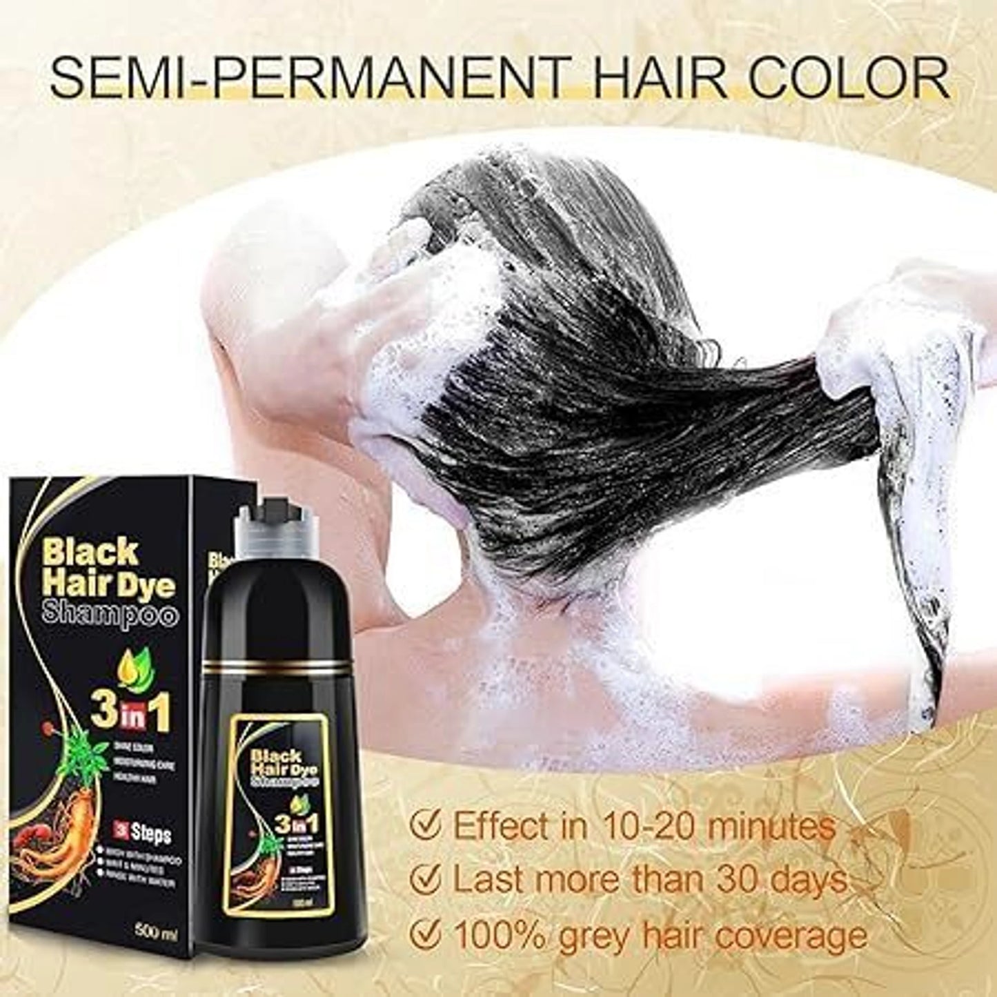 Black hair dye shampoo