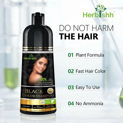Black Hair Color Shampoo - Herbishh