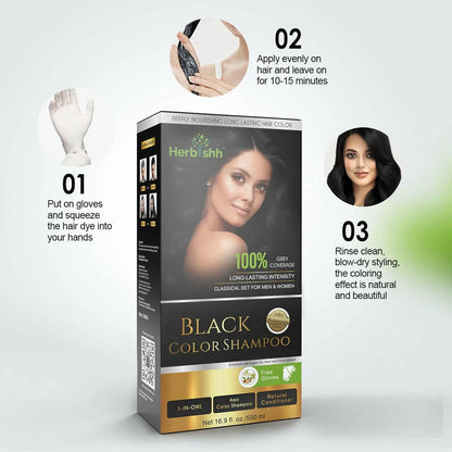 Black Hair Color Shampoo - Herbishh