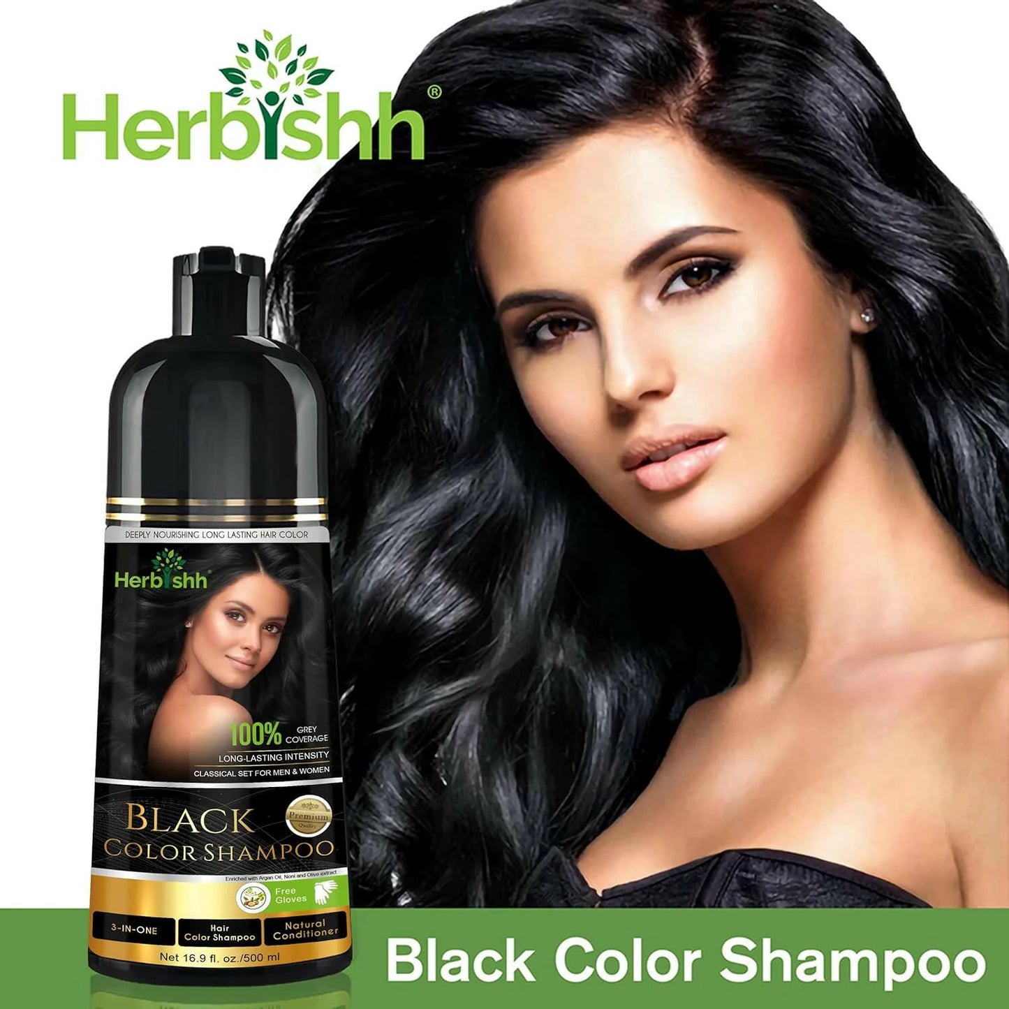 Black Hair Color Shampoo - Herbishh