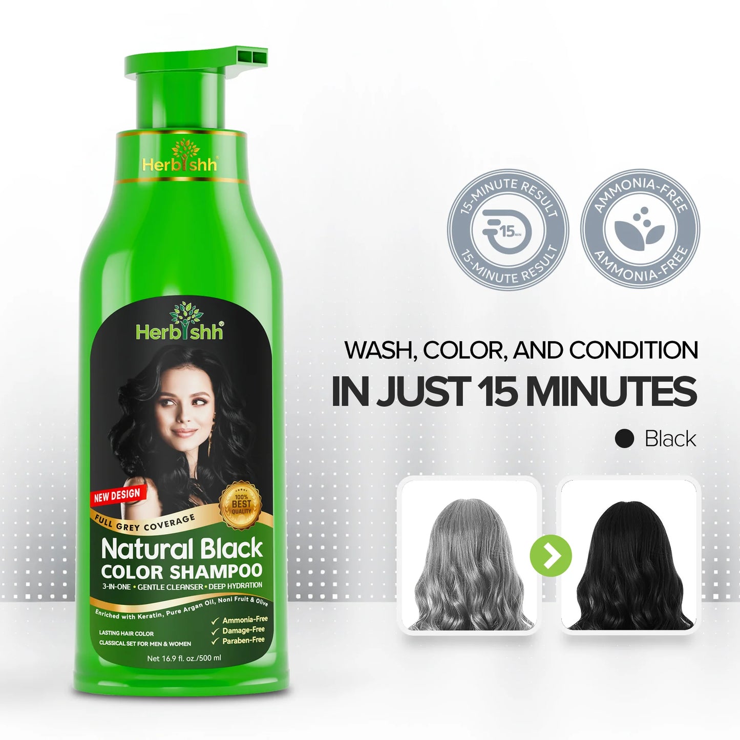 Black Hair Color Shampoo - Herbishh